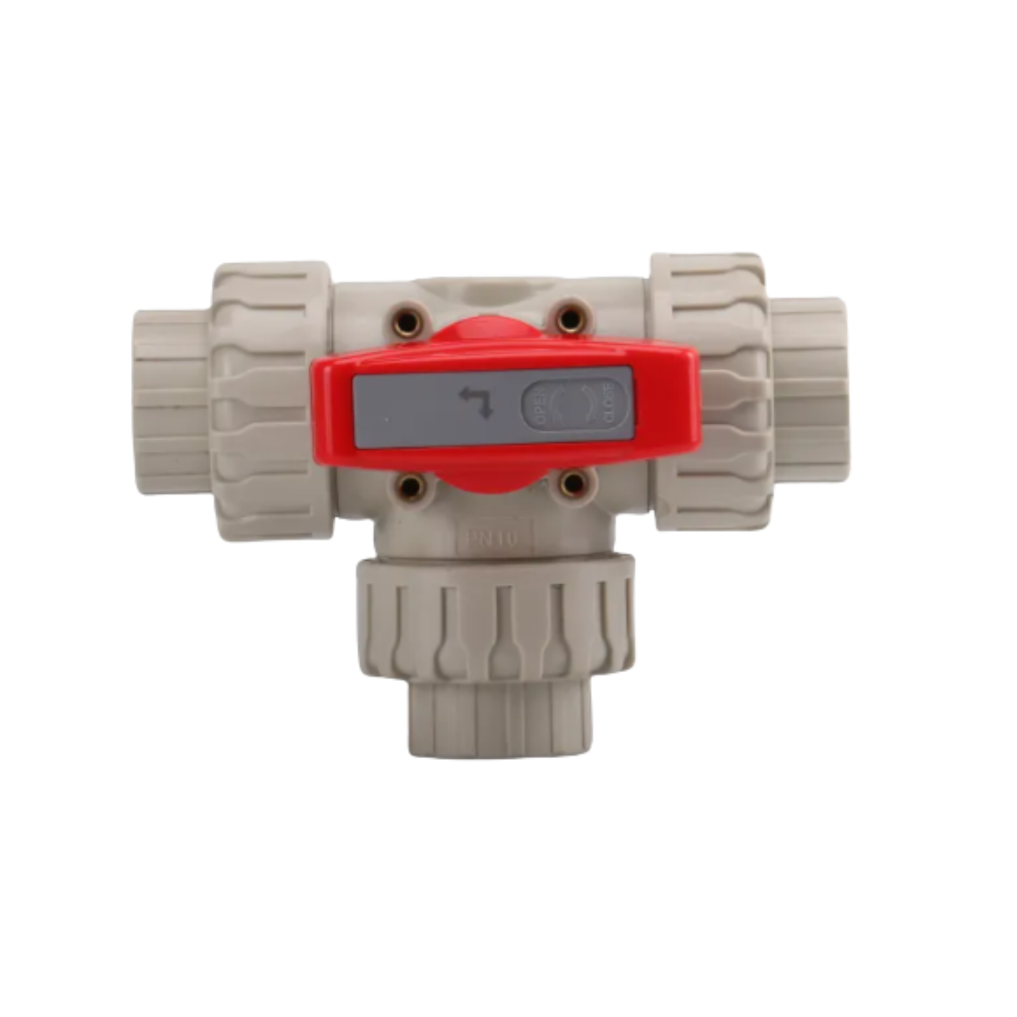 PPH Double Union Three-Way Threaded Ball Valve