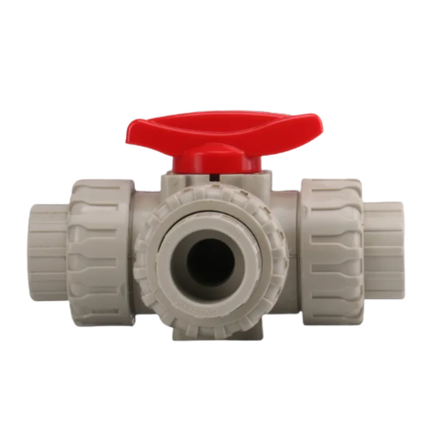 PPH Double Union Three-Way Threaded Ball Valve