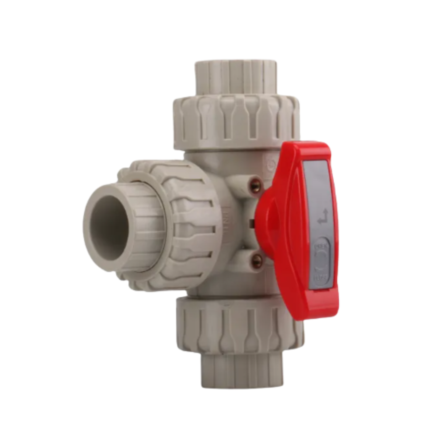 PPH Double Union Three-Way Threaded Ball Valve