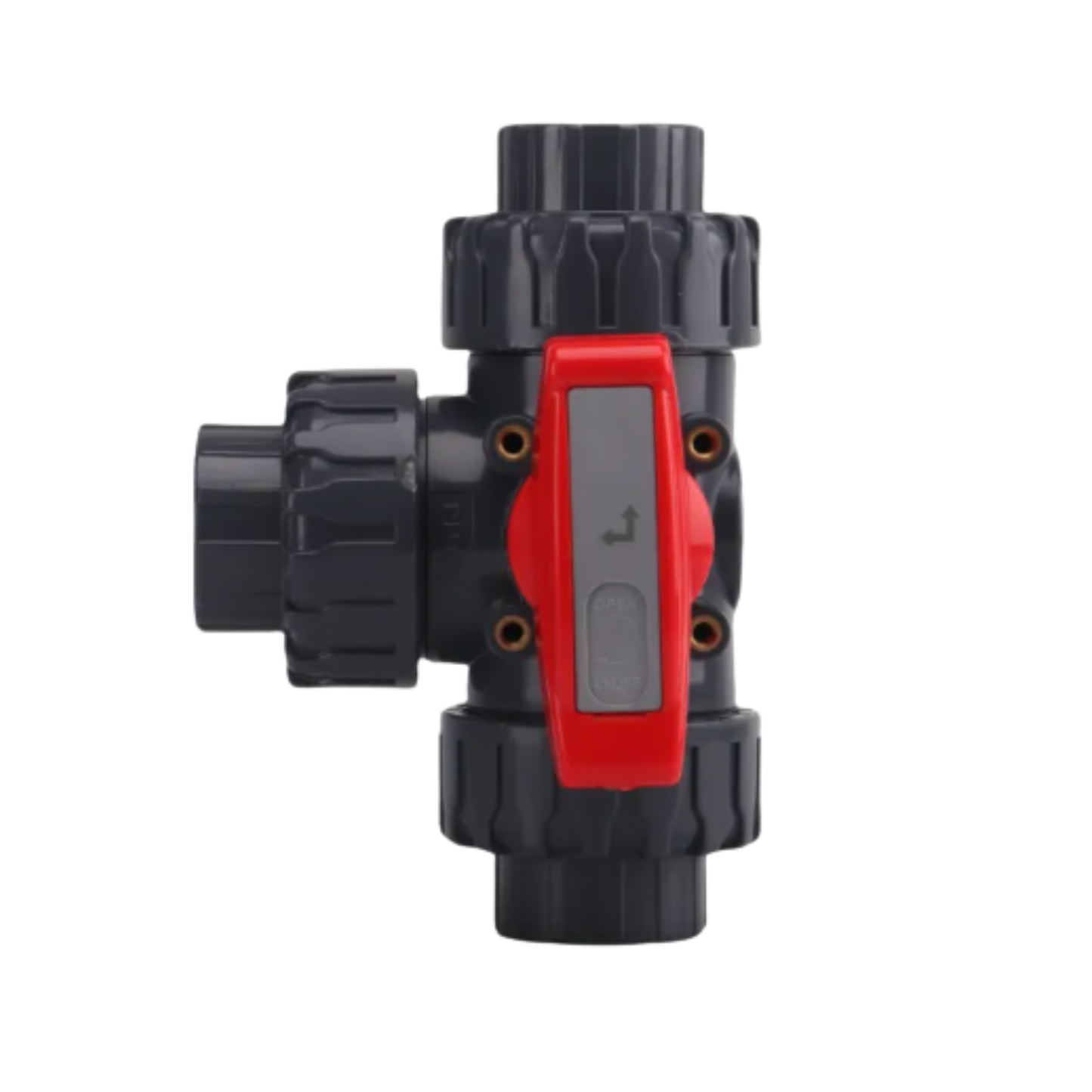 UPVC Double Union Three-Way Threaded Ball Valve