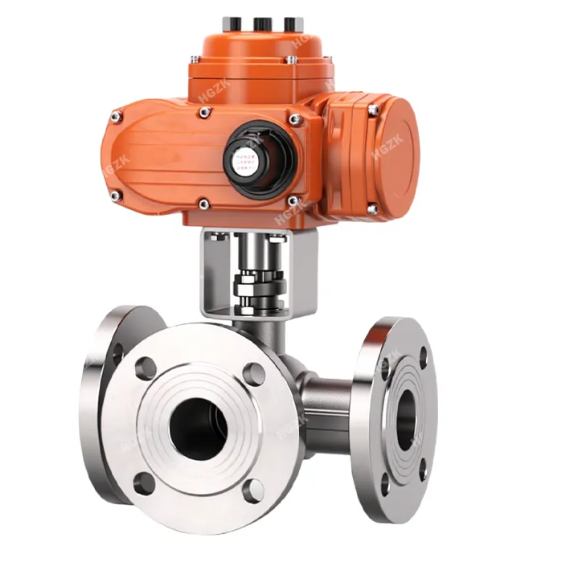 E3QV-2PPF Small Explosion-proof Electric Stainless Steel Flange Three-way Ball Valve